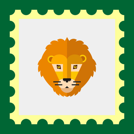 Multicolored vector icon of red lion headのイラスト素材