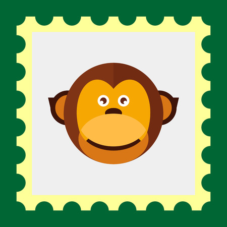 Multicolored vector icon of brown marmoset headのイラスト素材