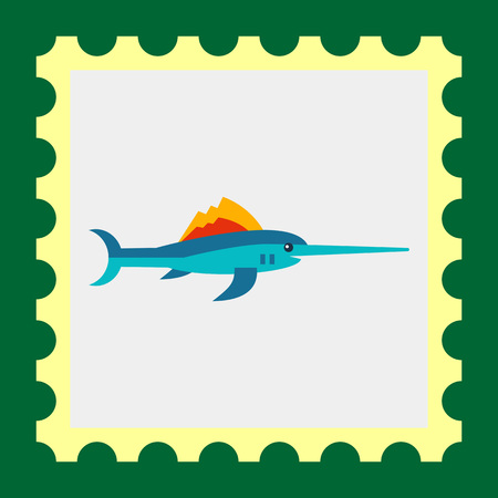 Multicolored vector icon of needlefish, side viewのイラスト素材