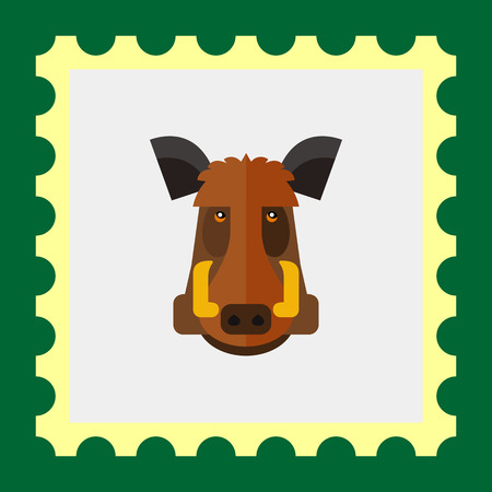 Multicolored vector icon of wild boar headのイラスト素材