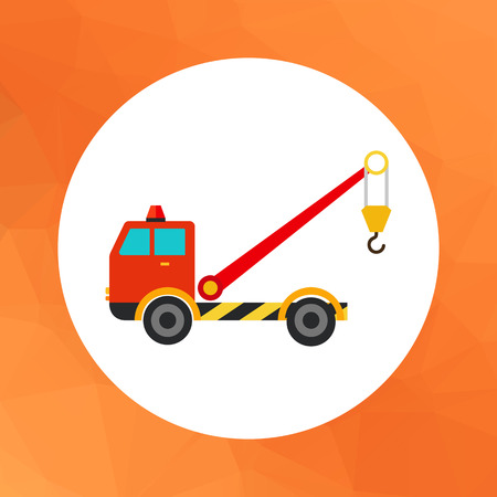 Multicolored vector icon of tow truck with craneのイラスト素材