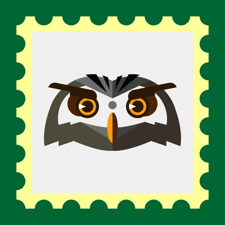 Multicolored vector icon of eagle-owl headのイラスト素材