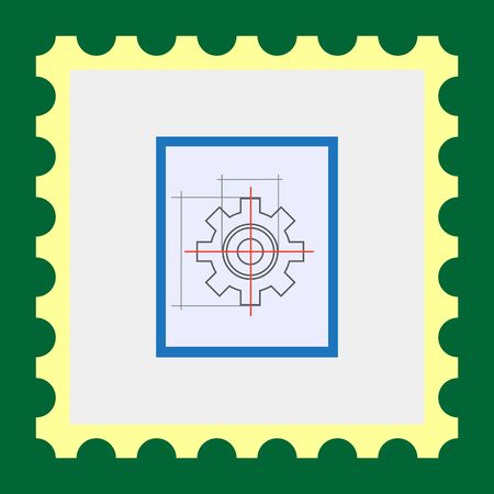 Multicolored vector icon of gear wheel drawingのイラスト素材