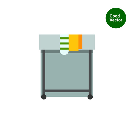 Multicolored vector icon of basket with dirty laundry and socksのイラスト素材