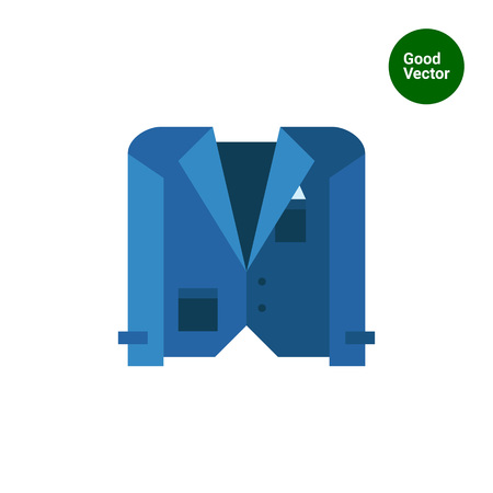 Multicolored vector icon of blue jacket with buttons and pocketsのイラスト素材
