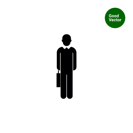 Vector icon of single faceless businessman silhouette with suitcaseのイラスト素材