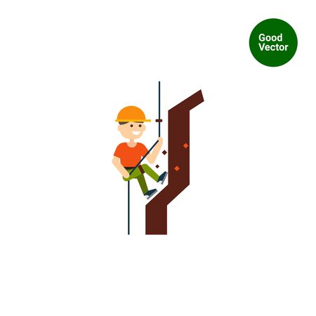 Multicolored vector icon of smiling climbing mountaineerのイラスト素材
