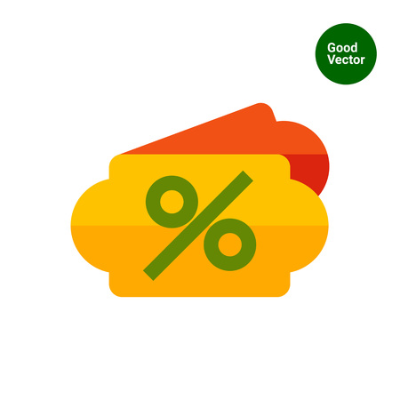 Multicolored vector icon of green percent sign on labelのイラスト素材