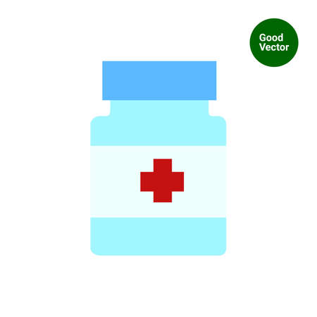 Icon of pill bottle with cross labelのイラスト素材