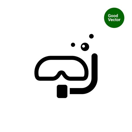 Icon of scuba diving mask with tube and air bubblesのイラスト素材