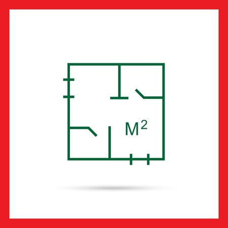 Icon of apartment plan with square meter designationのイラスト素材
