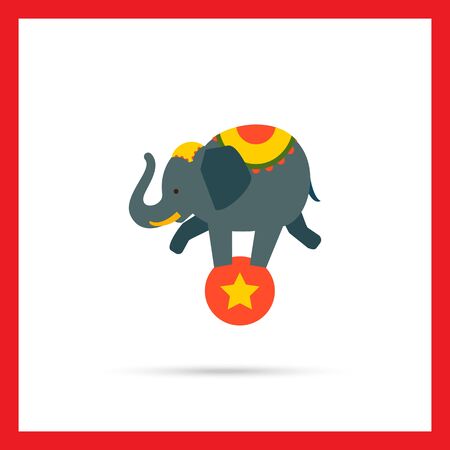 Icon of circus elephant balancing on red ballのイラスト素材