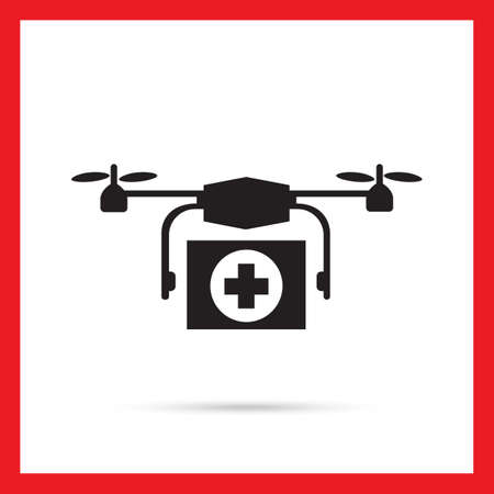Vector icon of hovering medical emergency droneのイラスト素材