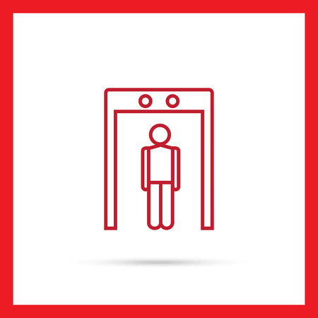 Icon of mans silhouette going through metal detector gateのイラスト素材