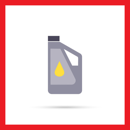 Icon of plastic bottle of engine oil with oil drop picture on labelのイラスト素材