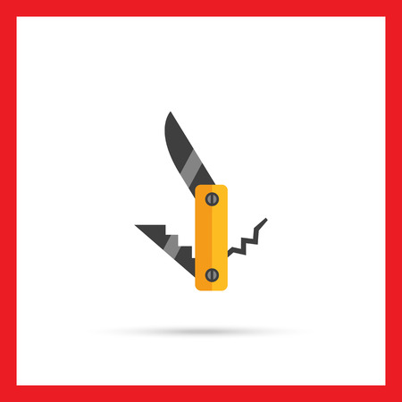 Multicolored vector icon of pocket knife, fork and corkscrewのイラスト素材
