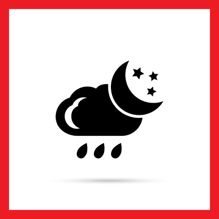 Icon of cloud with falling raindrops, crescent moon and starsのイラスト素材