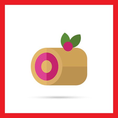 Icon of roll cake with berry on topのイラスト素材