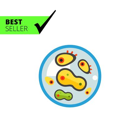 Multicolored vector icon of bacteria in petri dishのイラスト素材