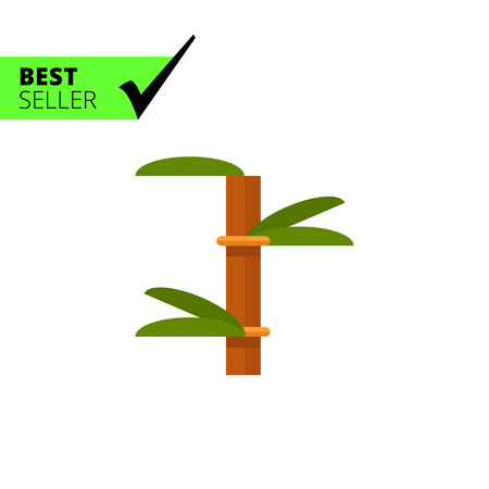 Multicolored vector icon of bamboo stem with green leavesのイラスト素材