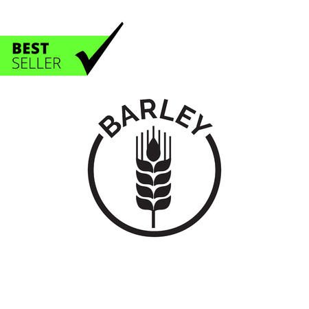 Icon of barley ear in circle with inscriptionのイラスト素材