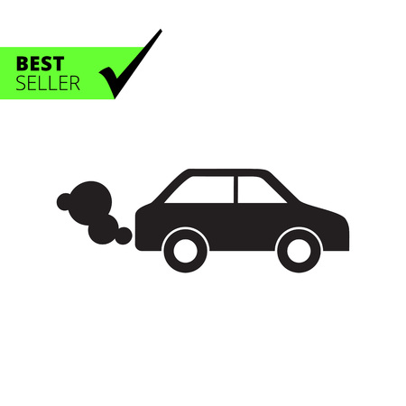 Vector icon of car emitting exhaust fumesのイラスト素材