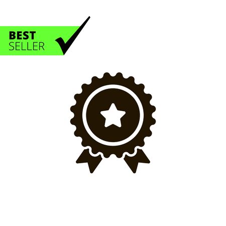 Icon of medal with star sign and ribbonのイラスト素材