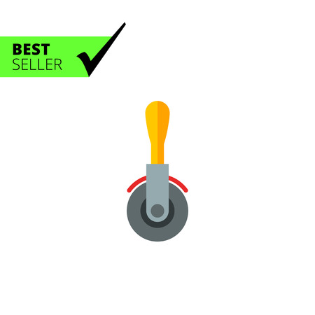 Multicolored vector icon of special knife used for cutting pizzaのイラスト素材