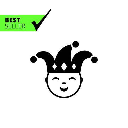 Vector icon of smiling jester wearing hat with bellsのイラスト素材