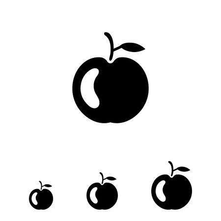 Icon of glossy apple with stem and leafのイラスト素材