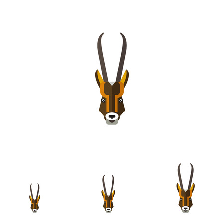 Multicolored vector icon of antelope head with long hornsのイラスト素材