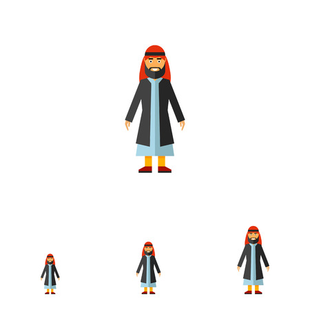 Multicolored vector icon of Arab man wearing traditional costumeのイラスト素材