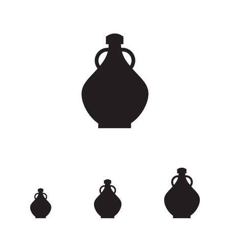 Vector icon of closed antique jug with two handles and coverのイラスト素材