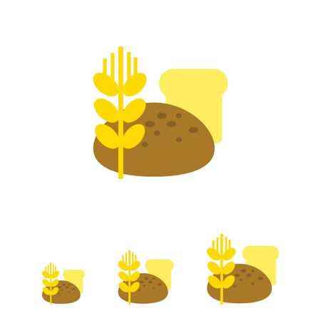 Icon of bread loaves and wheat earのイラスト素材