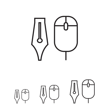 Icon of computer mouse and ink pen nibのイラスト素材