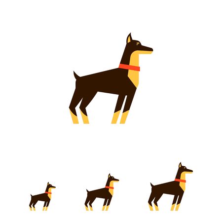 Multicolored vector icon of standing doberman dogのイラスト素材