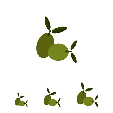 Vector icon of two green olives on stem with leavesのイラスト素材