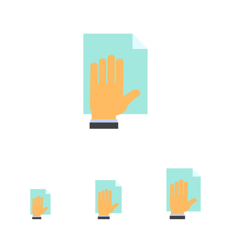Vector icon of human hand placed on paper documentのイラスト素材