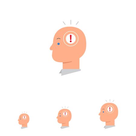 Icon of businessman head's silhouette with exclamation mark insideのイラスト素材