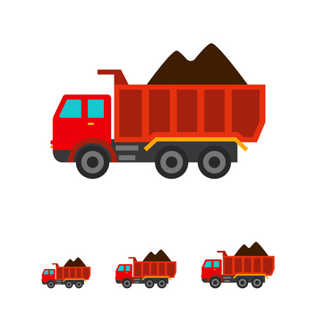 Multicolored vector icon of loaded dump truckのイラスト素材