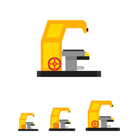 Multicolored vector icon of milling machine with operating deskのイラスト素材