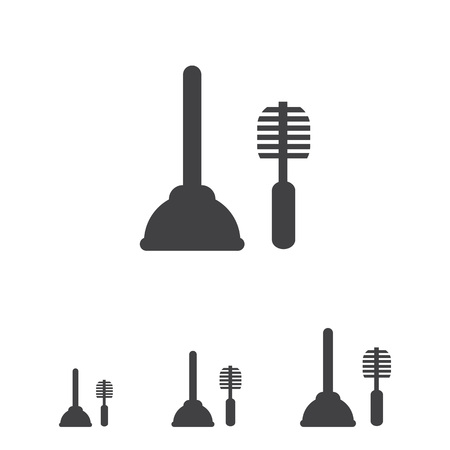 Icon of plunger and toilet brushのイラスト素材