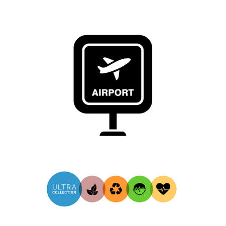 Icon of airport sign with airplane pictureのイラスト素材