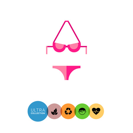 Pink bikini flat icon. Vector illustration of female swimsuitのイラスト素材