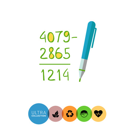 Icon of calculation process with written figures and penのイラスト素材