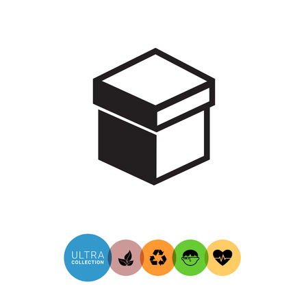 Vector icon of closed cardboard box with coverのイラスト素材