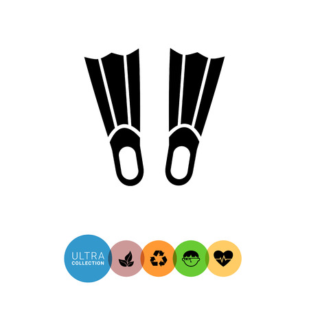 Monochrome vector icon of pair of rubber swimming flippers for divingのイラスト素材