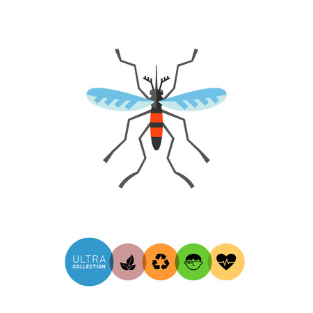 Mosquito icon. Multicolored vector illustration of mosquito, common flying insectのイラスト素材
