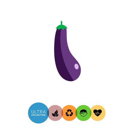 Vector icon of eggplant with green stemのイラスト素材