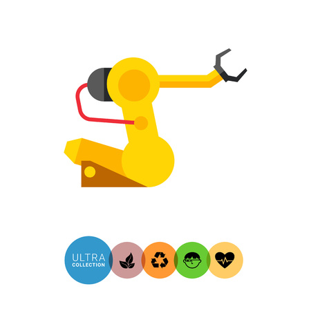 Image of yellow manipulator complete with lever and robotic armのイラスト素材